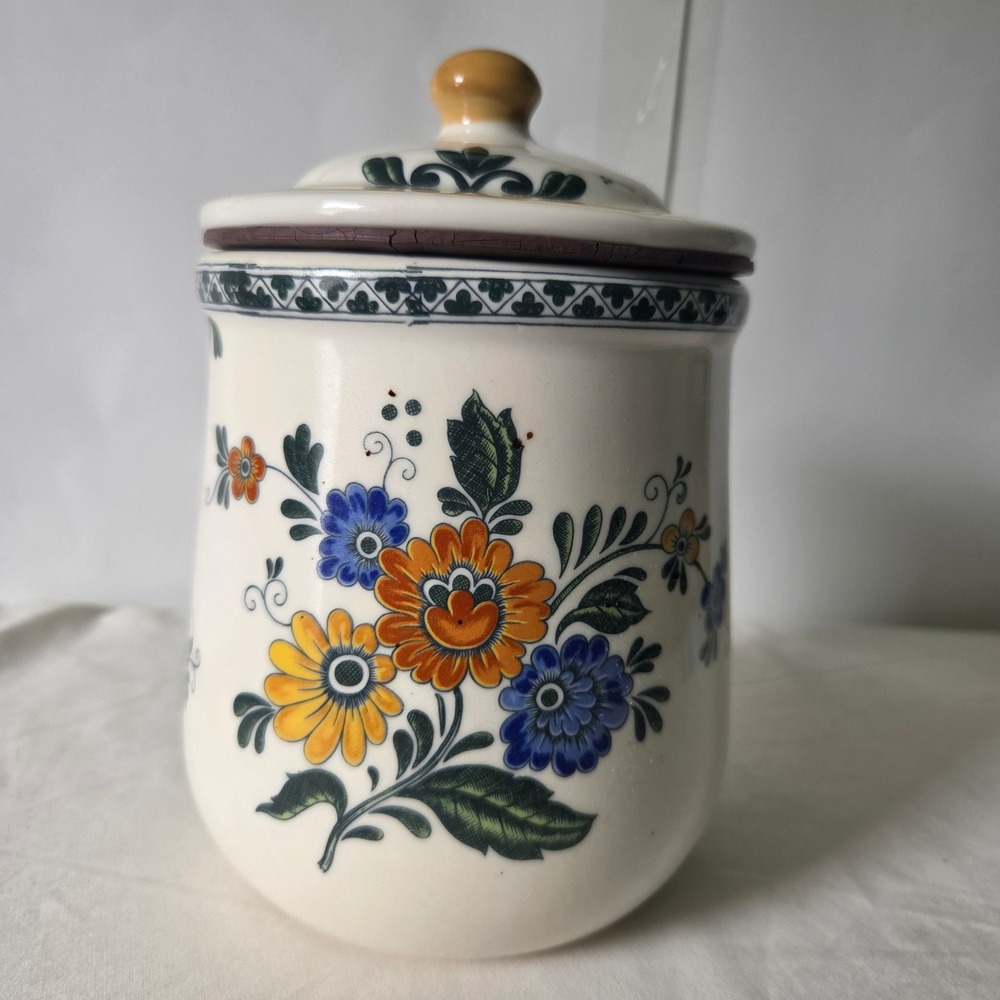 Daeware Ceramic Canister Floral Folk Art Stoneware Kitchen Storage Jar with Lid